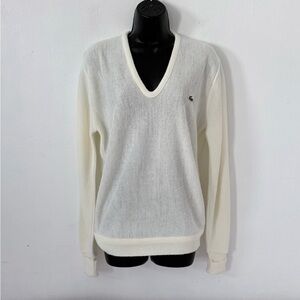 VINTAGE Izod Lacoste Cream V-Neck Sweater